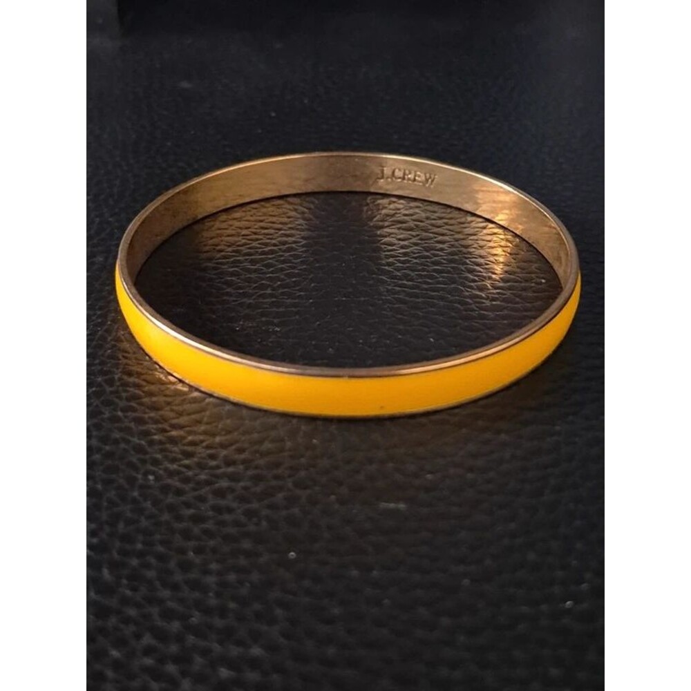 Vintage J.Crew Yellow Enamel Bangle Bracelet Gold-Tone Signed